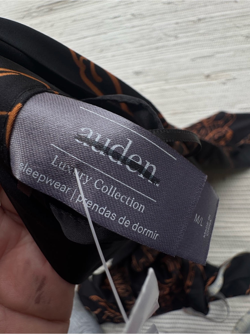 Auden Tiger Print Satin Kimono Robe Black Copper Tie Waist Sleepwear M/L - Picture 8 of 9